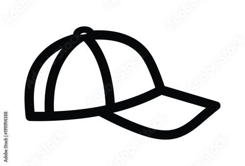  black and white illustration of a baseball cap