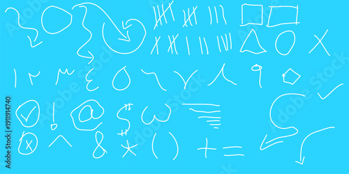 Modern Hand-Drawn Doodle Kit: Essential Scribble Marks, Shapes, and Numerals for Dynamic Visuals