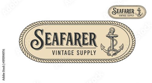 Vintage Seafarer Supply Logo with Anchor.