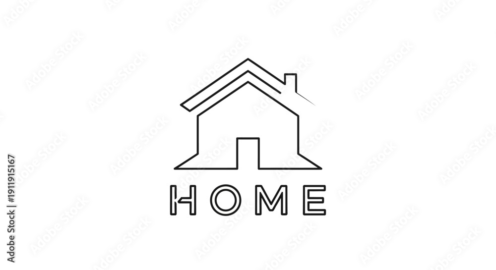 Fototapeta premium Simple Line Art House Logo Design.