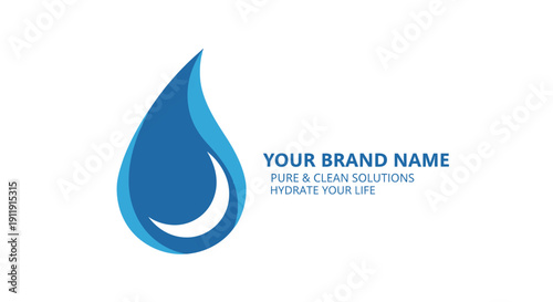 Blue Water Droplet Logo Design Element.
