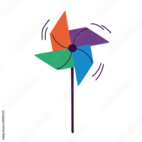 Eco-friendly Wooden Pinwheel Toy for Kids. Natural Spinning Wind Vane Vector Illustration for Sustainable Play and Outdoor Activity
