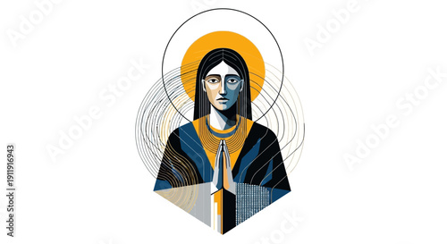 Illustration of Virgin Mary with Halo.