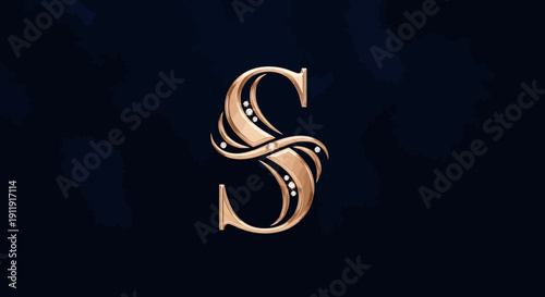 Golden Luxury Letter S Design Element.