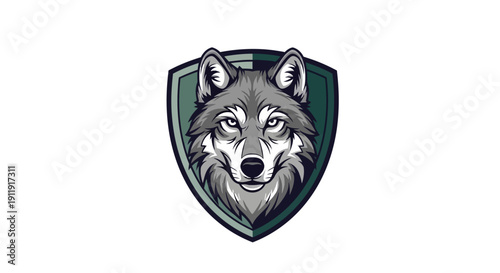 Wolf Head Shield Emblem Illustration Design.