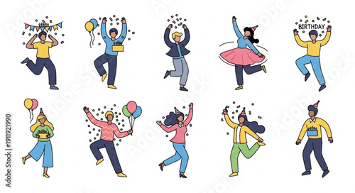 People Dancing in Various Poses.