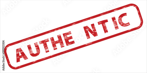 Vector red distressed rubber stamp with the word "AUTHENTIC" in uppercase letters, isolated on a transparent background.