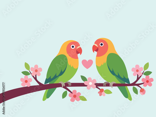 Birds On A Tree Branch Expressing Love.eps
