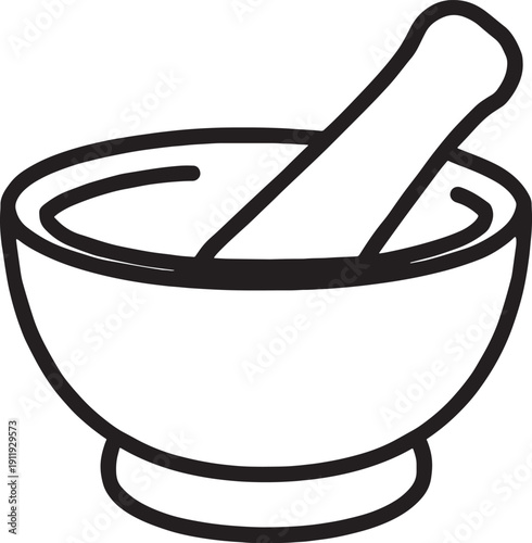 Mortar and pestle kitchen tool for mixing and grinding substances