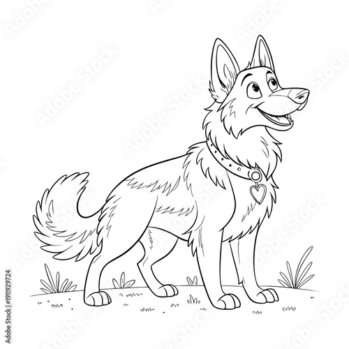 Cheerful Canine Coloring Page