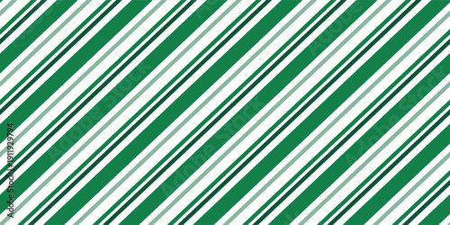 Vintage green candy cane stripes Christmas holiday Vector Pattern. Retro french horizontal ticking stripes green white seamless pattern.