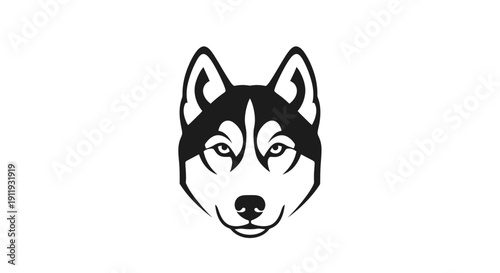 Husky Dog Face Silhouette Logo