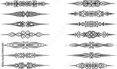 Vintage Flourish Dividers - Ornamental Swirl Borders and Calligraphic Design Elements Pack.