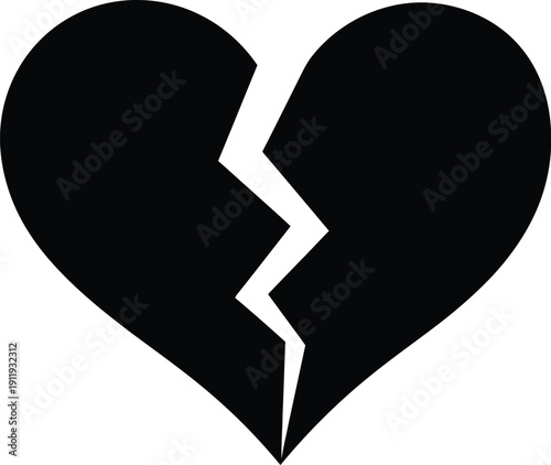 Shattered heart symbol of love and sorrow