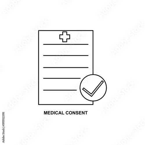 Line medical consent form vector icon healthcare approval document illustration design