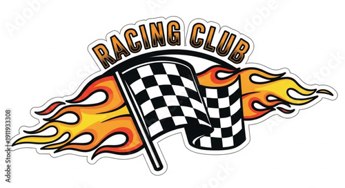 Racing Club Checkered Flag Emblem.