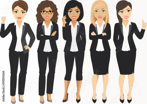 Diverse group of professional women in business attire posing together