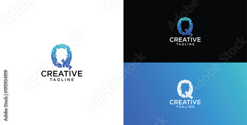 Digital technology logo icon vector. Q initial letter logo design.