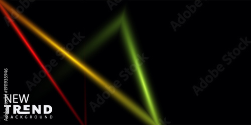 Colorful neon laser beams crossing on black background