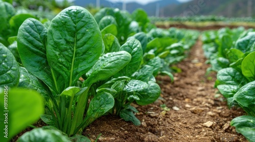 Wallpaper Mural Spinach crops growing in agricultural field Torontodigital.ca