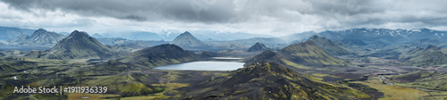 Aerial view of Alftavatn lake (Swan Lake), Laugavegur, Iceland