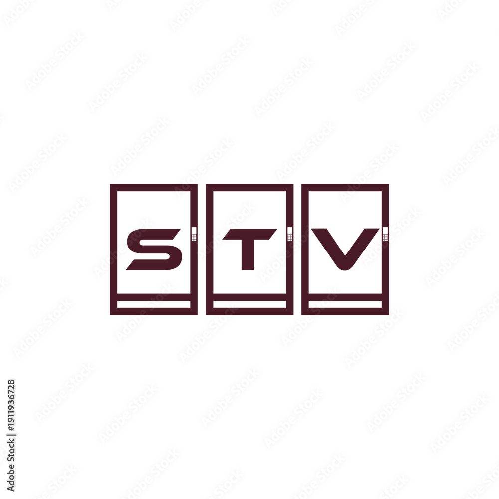 Obraz premium STV Letter Logo Design in Maroon Square Frames on Gray Background Minimal Corporate Branding