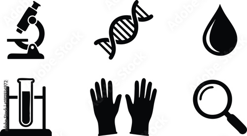 Laboratory Equipment and Research Symbols.