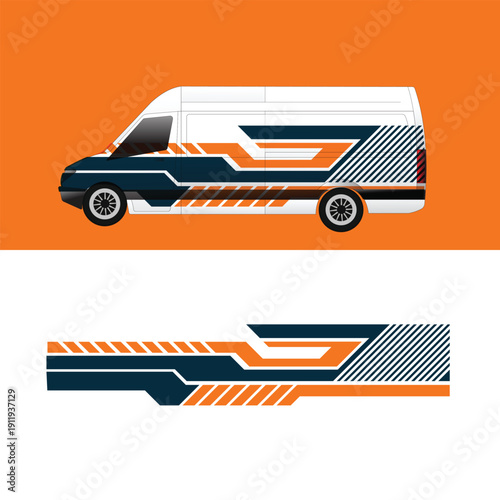 van body wrap decal. modern van decal