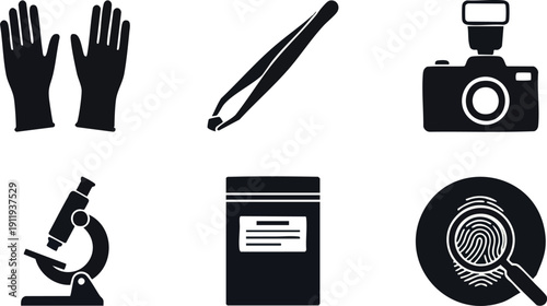 Forensic Investigation Icons and Symbols.