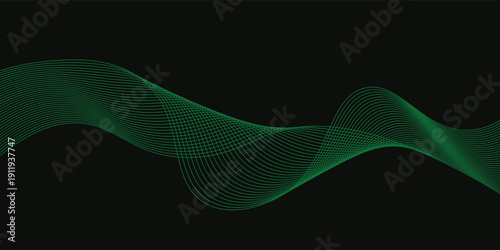Abstract background using dark green tones on a black background. The lines and curves are like gentle and flowing waves, creating a sense of freshness and energy.