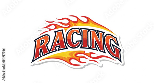 Racing Logo with Flames Design.