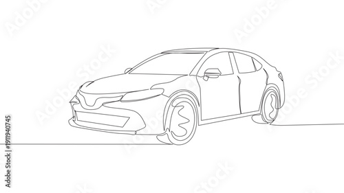 Modern city car continues one line drawing. Sports car single line art illustration. 