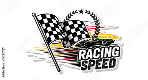 Racing Speed Checkered Flag Illustration.
