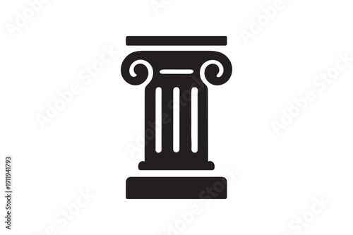 Minimal Classical Court Pillar Silhouette – Black Column Icon Vector Logo