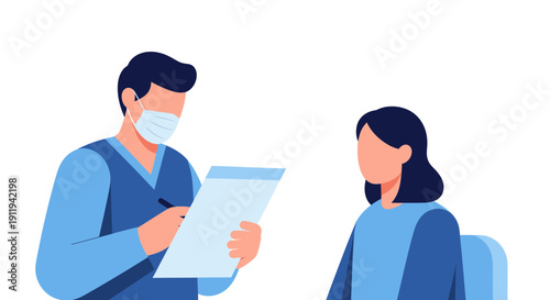 Doctor Consults Patient, Medical Consultation, Healthcare Checkup, Doctor Writes Notes