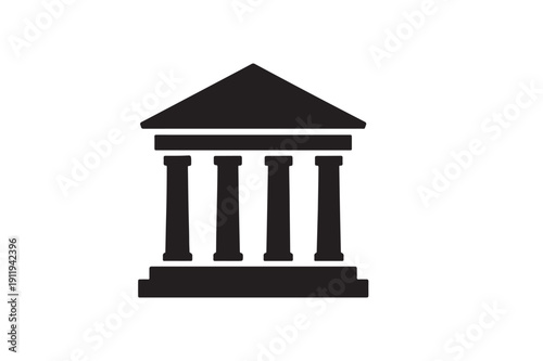 Minimal Classical Courthouse Silhouette – Black Pillared Building Icon Vector Logo