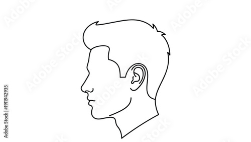 Clean and simple black line drawing of a man profile, useful for avatar icons, medical diagrams, or generic character representation.