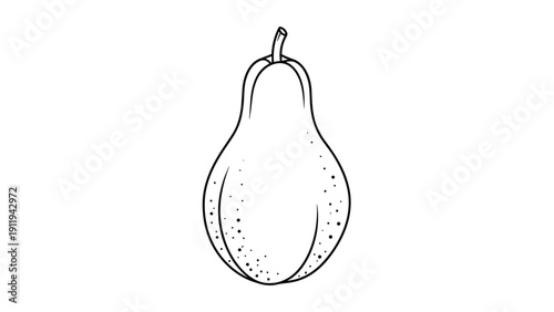 Single pear is shown as a minimalist line art illustration, ideal for culinary projects, healthy eating designs, or coloring pages.