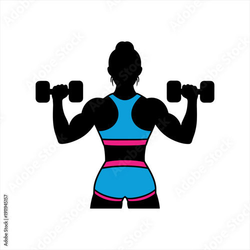 Female Athlete Silhouette with Dumbbells for Strength Training