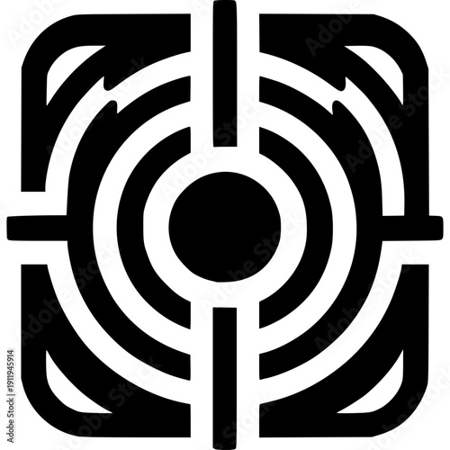 Target Icon Design: A sleek, modern target icon, its concentric circles and crosshairs pointing towards a central bullseye, perfect for concepts of focus, precision, and accuracy. 