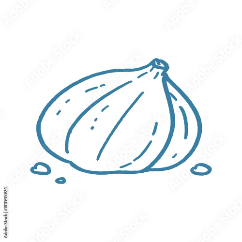 Garlic bulb vegetable simple outline vector doodle icon for food, cooking, spice, recipe illustrations and organic ingredient design