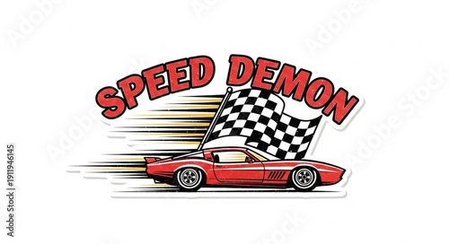 Red Sports Car Racing Illustration.
