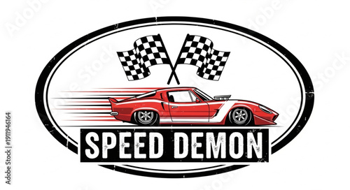 Red Sports Car Racing Logo Design.