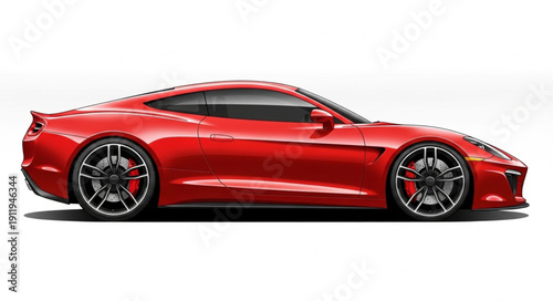 Red Sports Car Side View.