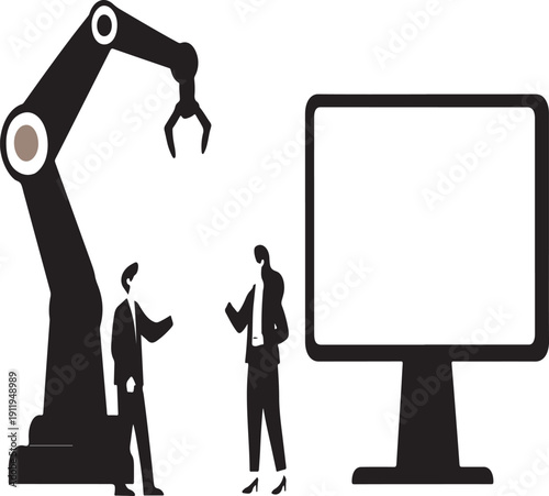 Business Automation Concept with Workflow, Robotics and Digital Integration Flat Vector Illustration