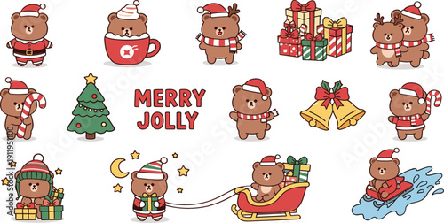 Un hermoso conjunto de vectores navideños.