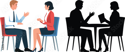 Professional Meeting Line Icons  Consultation, Paperwork, and Collaboration