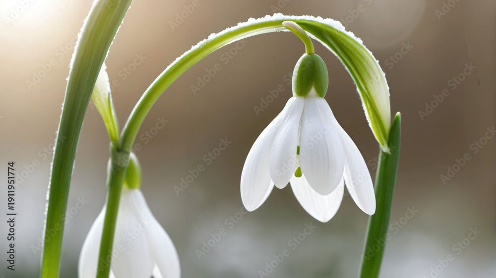 Obraz premium Schneeglöckchen im Vorfrühling mit Frost