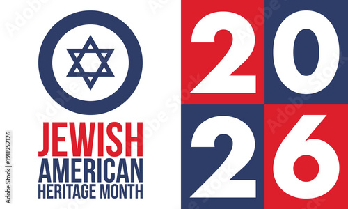Jewish American Heritage Month. Celebrated annual in May. Jewish American contribution to the history United States. Star of David. Israel symbol. Poster, card, banner and background. Vector
