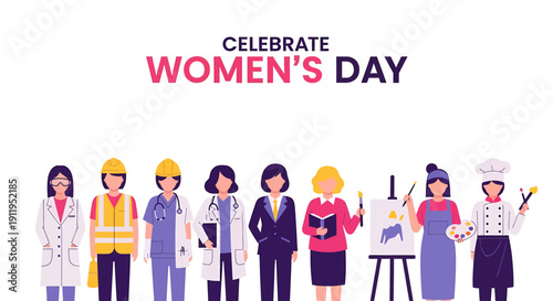 Celebrate women's day with diverse professional women in various occupations and industries